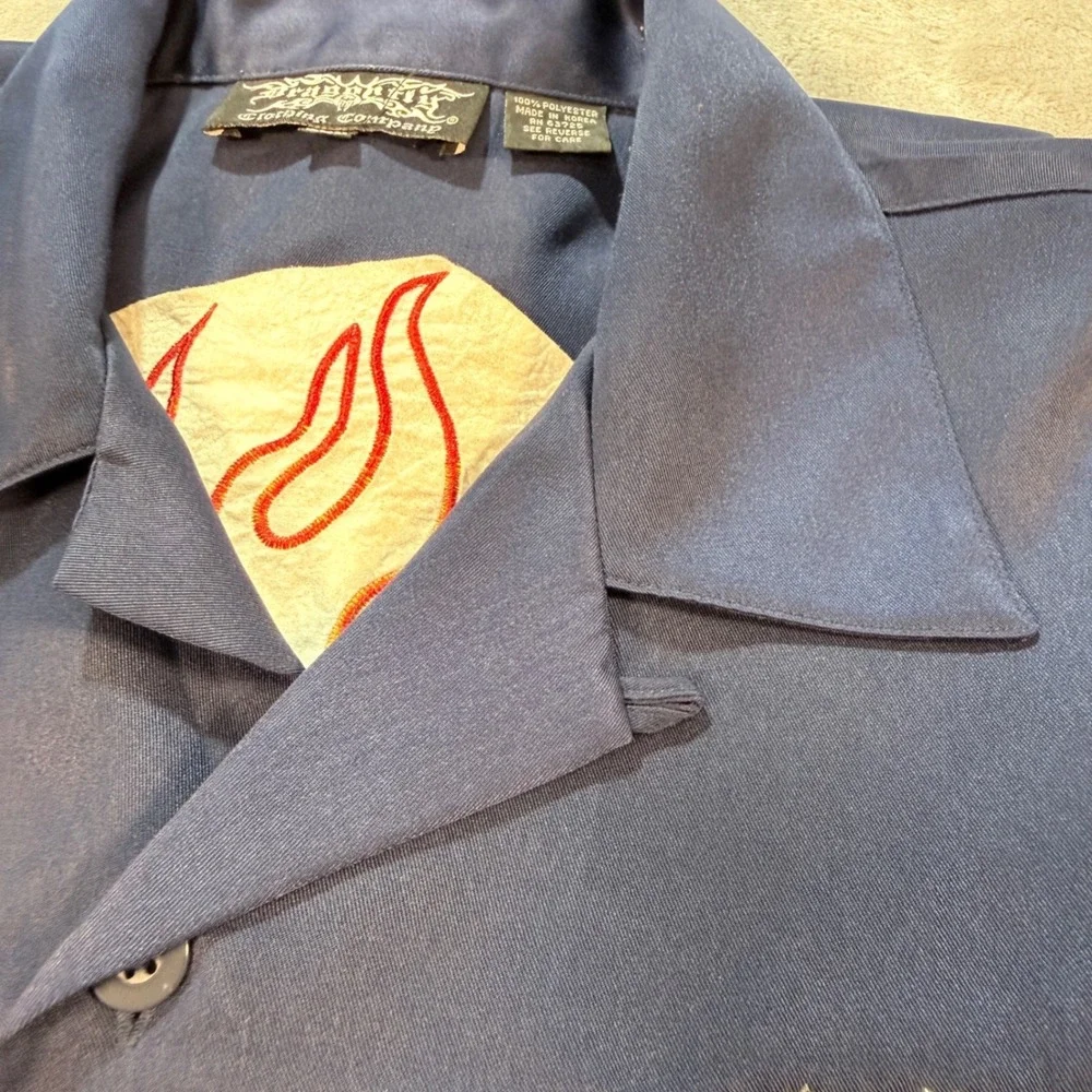 Dragonfly Clothing Company‎ XXL Navy Blue Extreme Motorcycles Button Up Shirt
